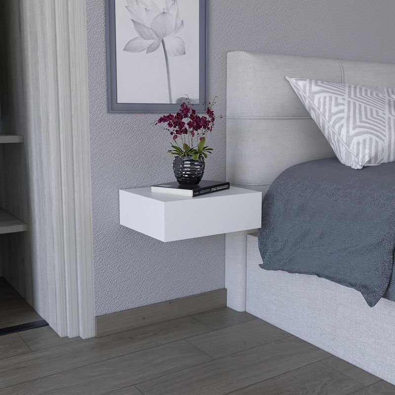 TUHOME - Velador 1 Cajón(es) Milano 40x13x34.1 cm Blanco