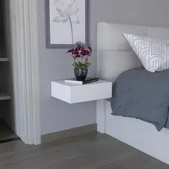 TUHOME - Velador 1 Cajón(es) Milano 40x13x34.1 cm Blanco