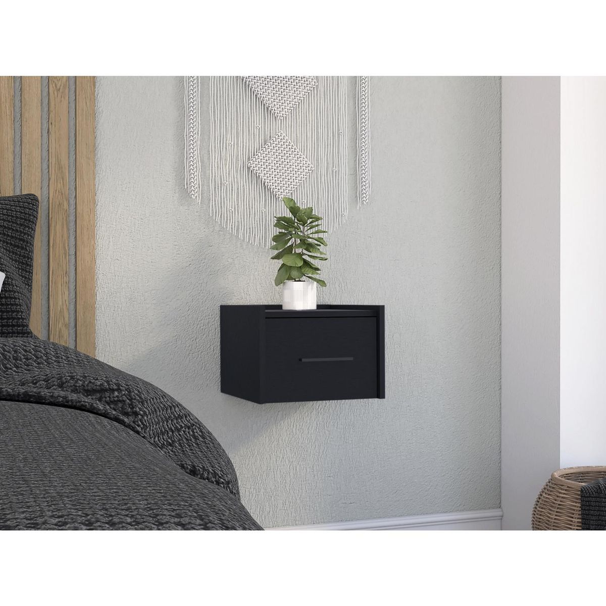 TUHOME - Velador 1 Cajón(es) Boa 13.8x25x13.8 cm Wengue