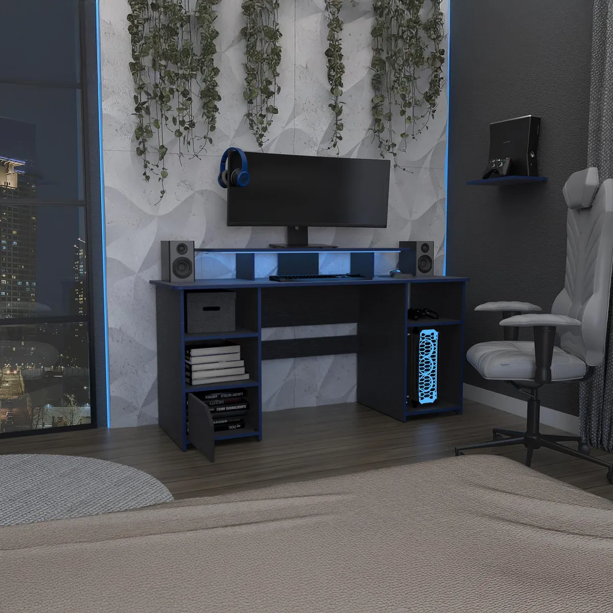 TUHOME - Escritorio Gamer Keria 1 cajón - wengue+canto