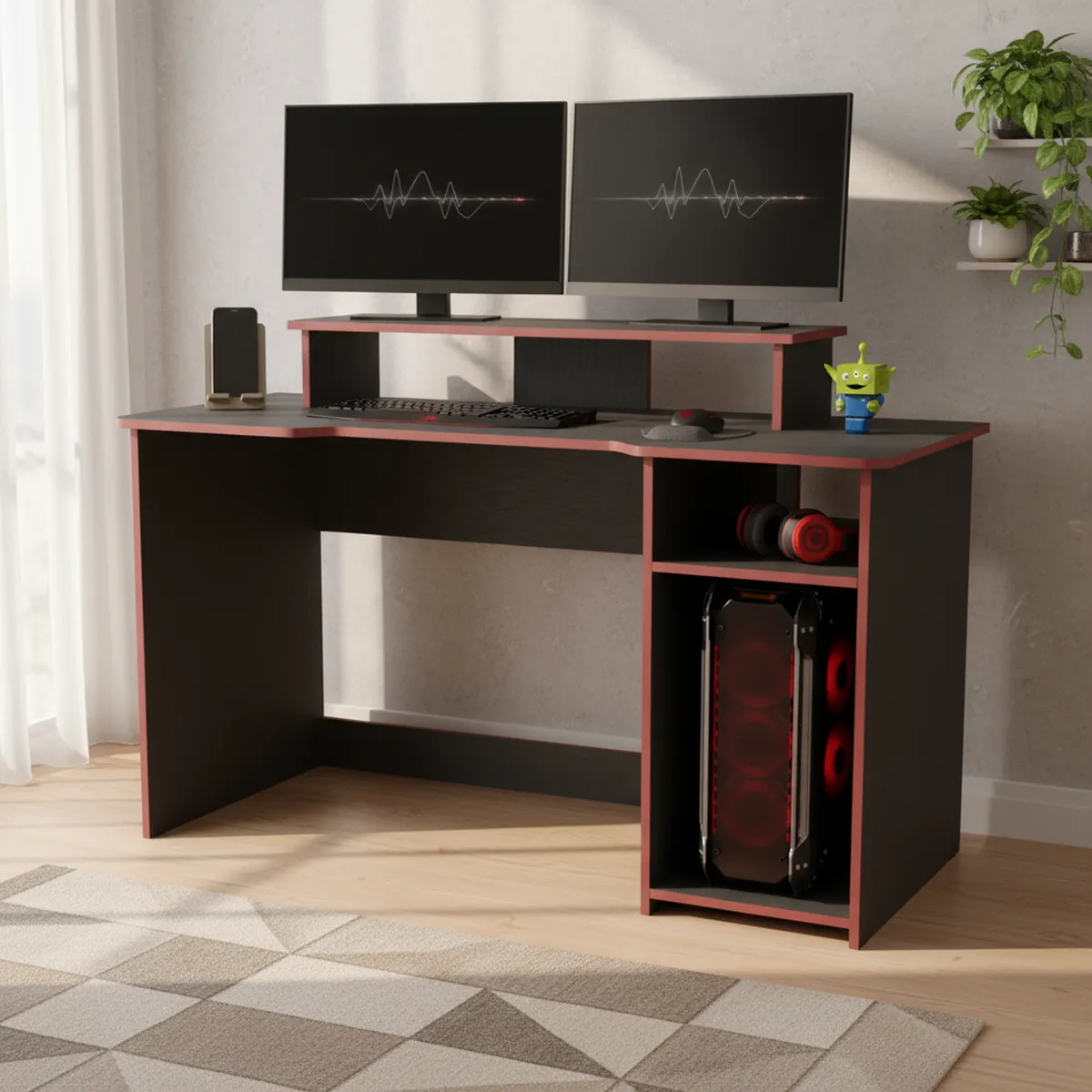 TUHOME - Escritorio Gamer Huni 1 cajón - wengue+canto