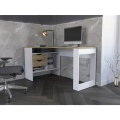 TUHOME - Escritorio Noah 2 cajones - macadamia+nlanco Mq