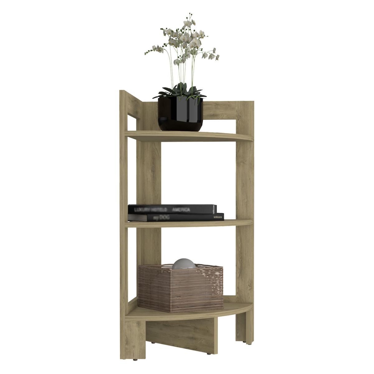 TUHOME - Mesa auxiliar esquinera Riga a cajón macadamia