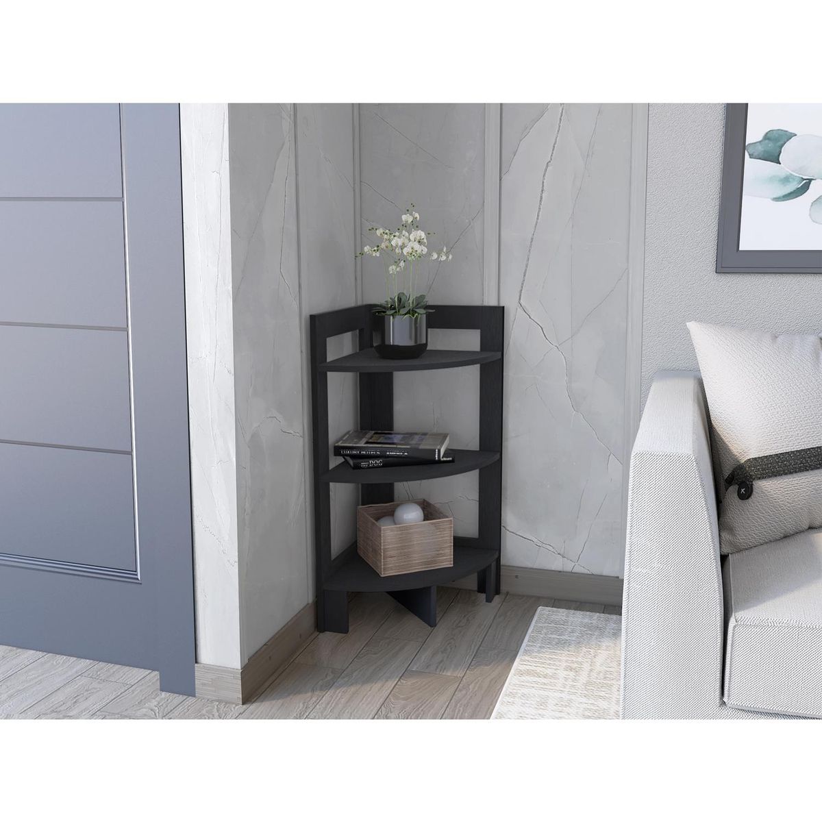 TUHOME - Mesa auxiliar esquinera Riga 1 cajón wengue