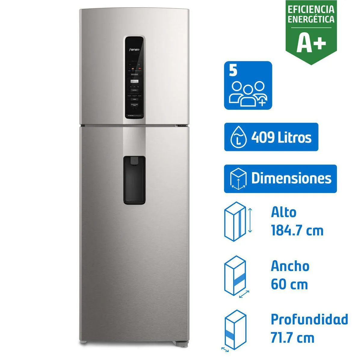 FENSA - Refrigerador Top Freezer No Frost 409 Litros Silver IW45S