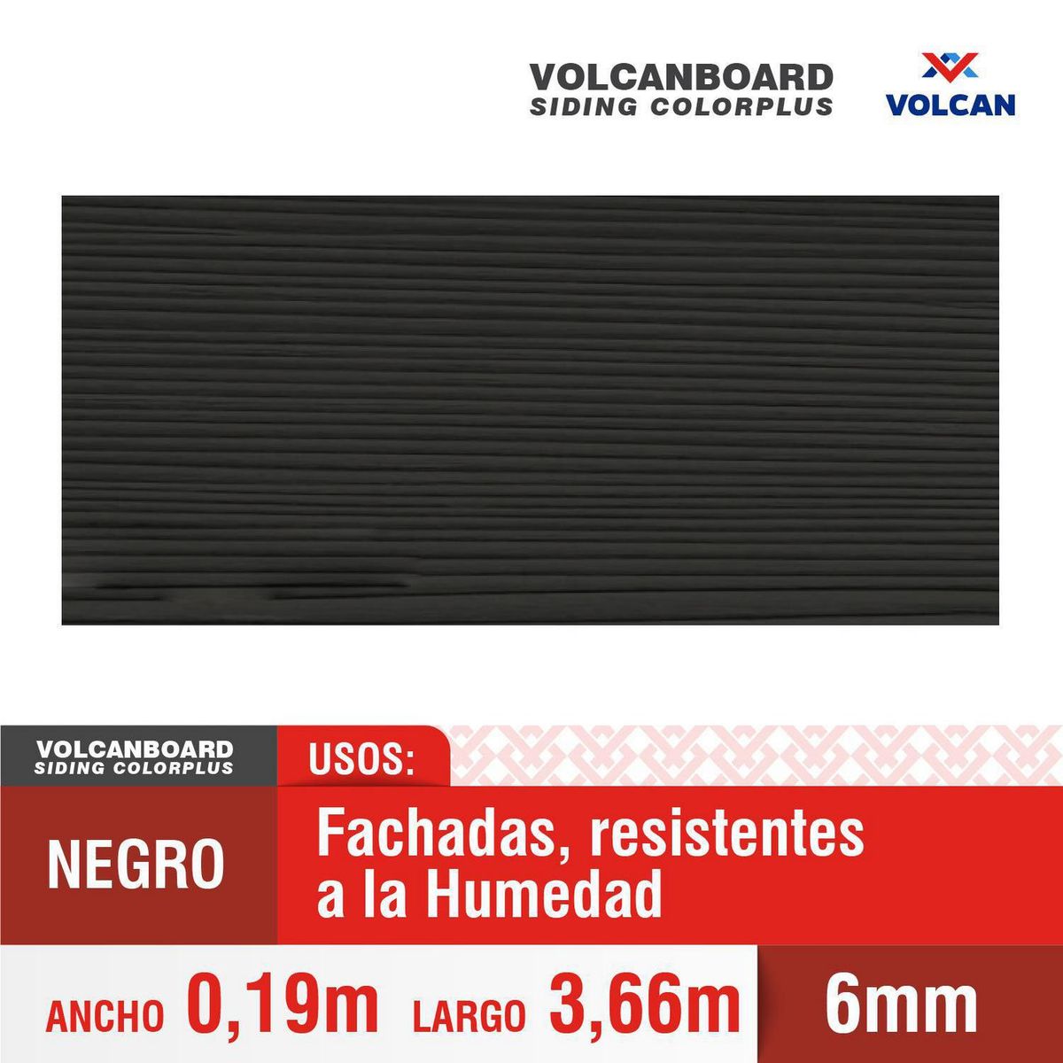 VOLCAN - Siding VolcanBoard 6x19x366 negro
