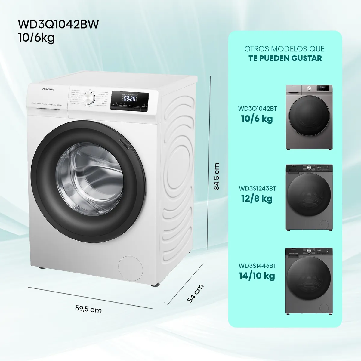 HISENSE - Lavadora Secadora 10/6 kg Blanca WD3Q1042BW