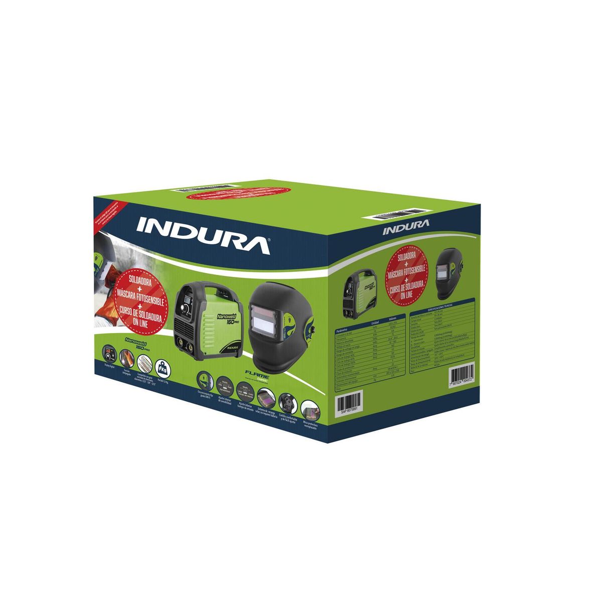 INDURA - Soldadora Arco Manual 160A+Máscara Fotosensible gdo11+Curso Online