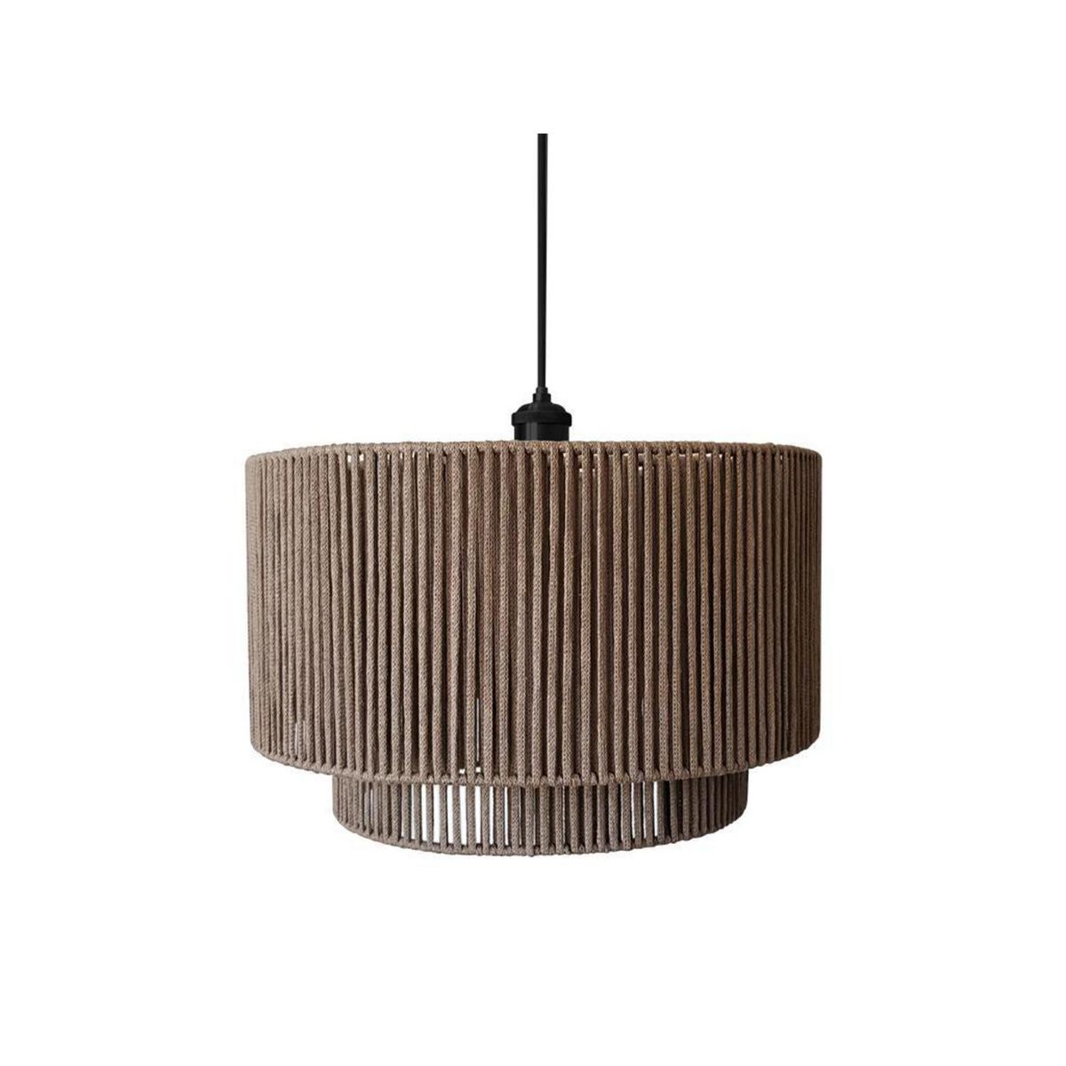 CONCEPT - Lámpara Colgante Ike Doble Tambor Tela Café