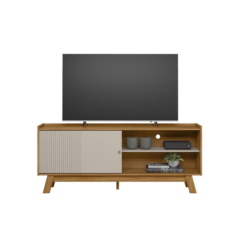 HOME MOBILI - Rack TV Davos Nogal/Blanco 65 " 164x14x40 cm