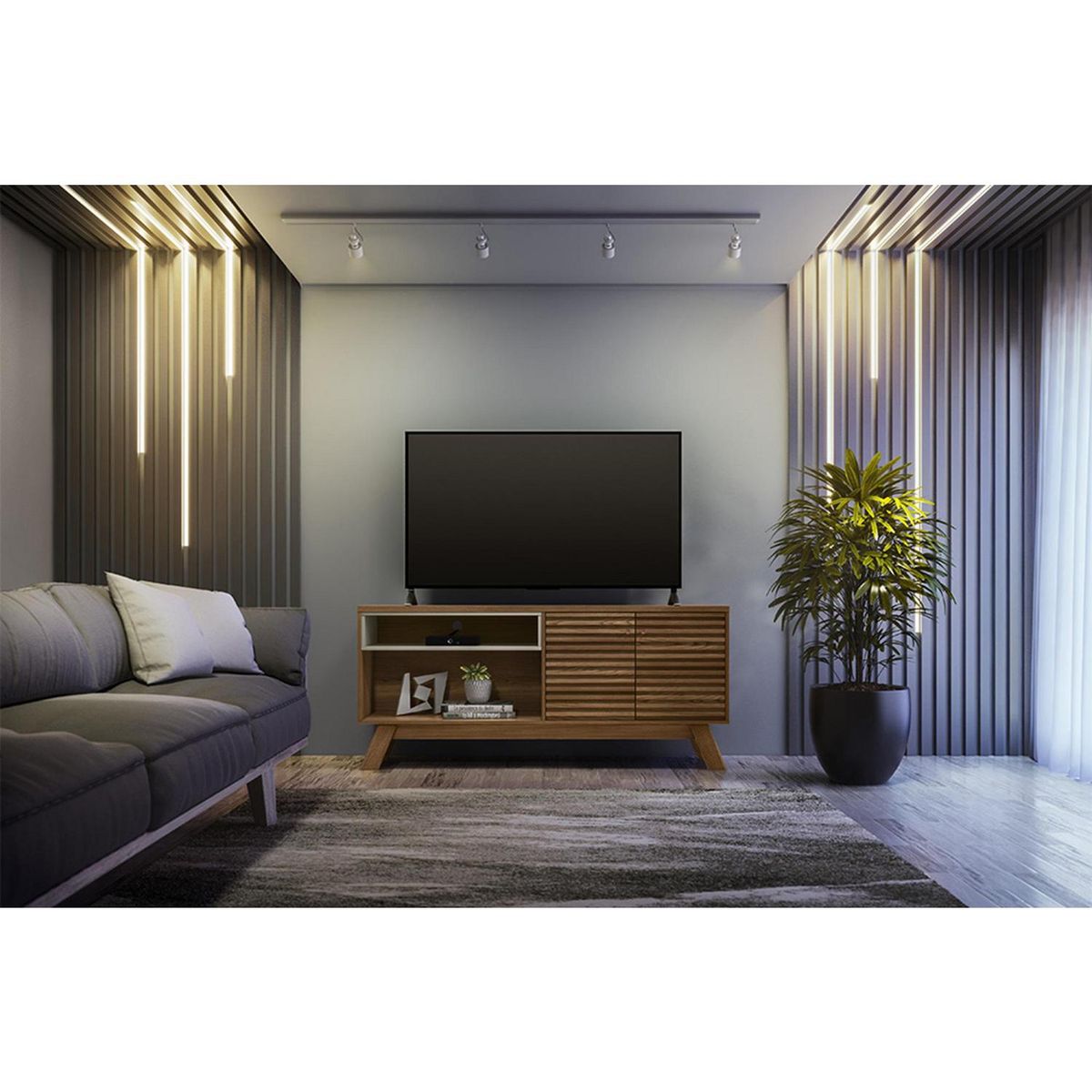 HOME MOBILI - Rack TV Dubai Nogal 65 " 160x71x36 cm