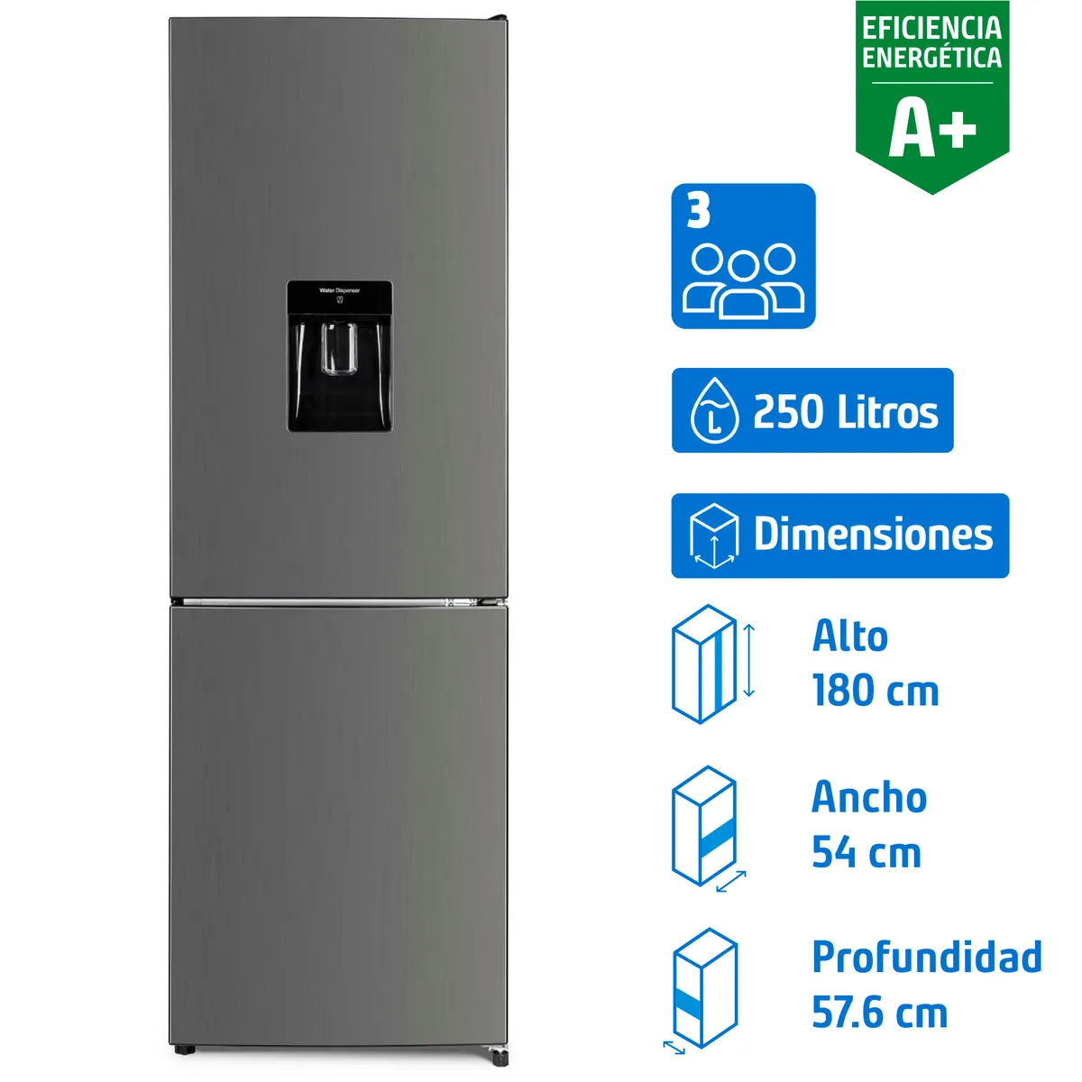 LIBERO - Refrigerador Bottom Freezer No Frost 250 Litros Inox LRB-281NFIW