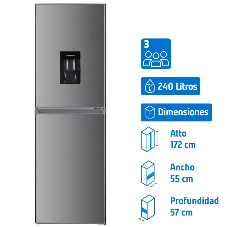 Refrigerador Bottom Freezer Frío Directo 240 Litros Inox LRB-260DFIW