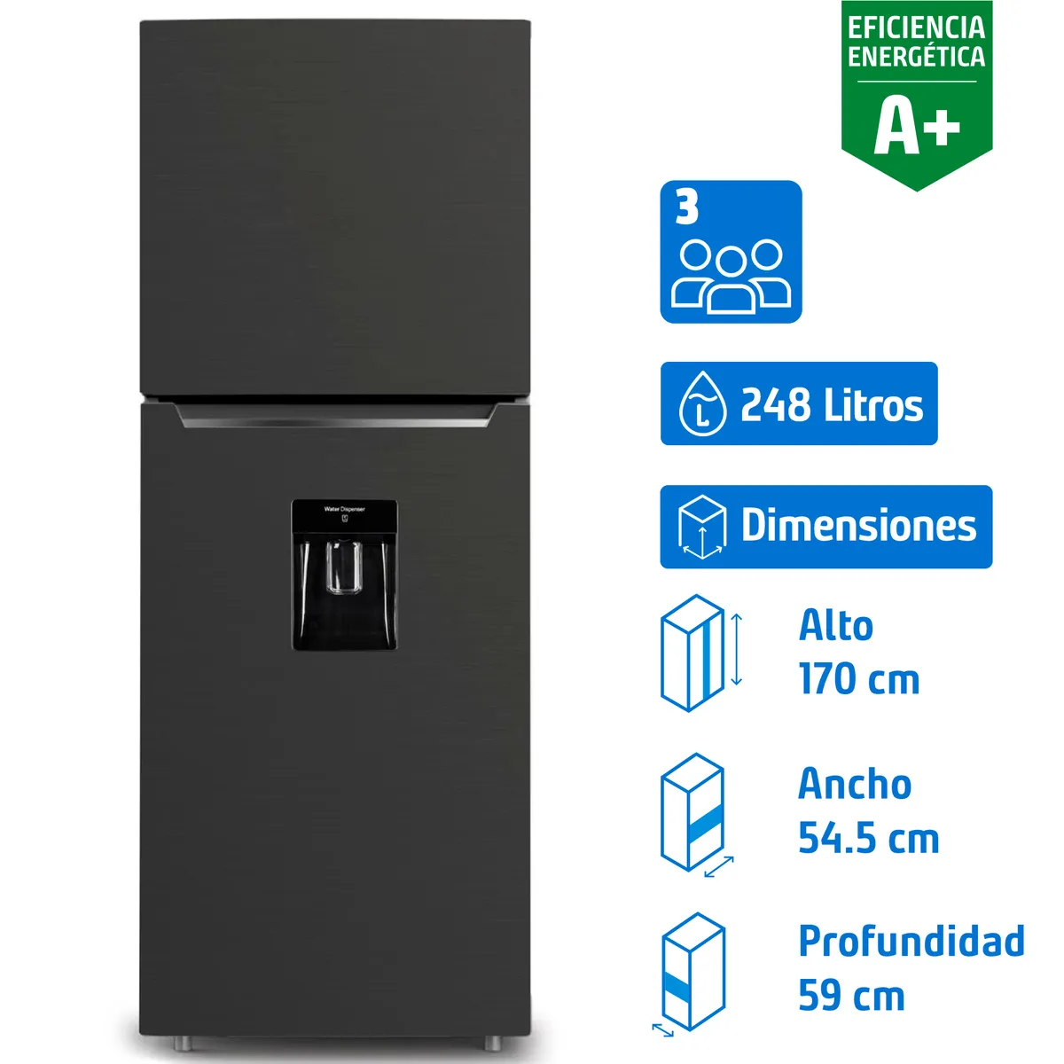 LIBERO - Refrigerador Top Freezer No Frost 248 Litros Negro LRT-265NFNW