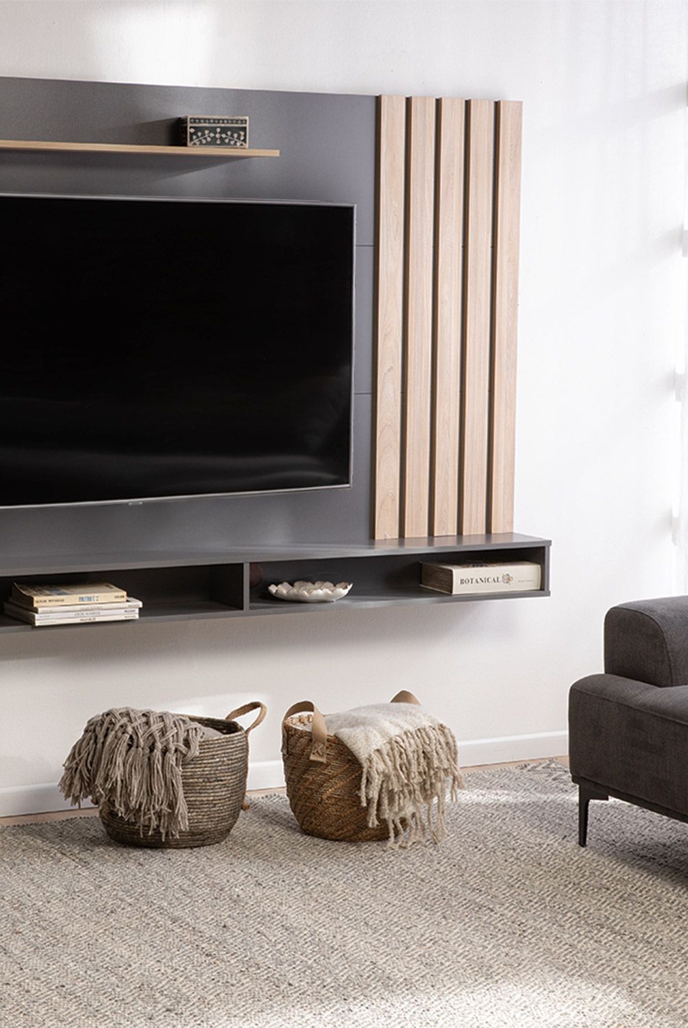 CIC - Panel TV Dalí Gris/Olmo Alpino 70 " 180x130x24,5 cm