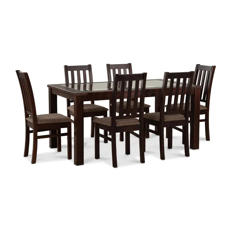 CIC Juego de Comedor Ñuble 6 Sillas Mesa Rectangular 95x76x160 cm Café