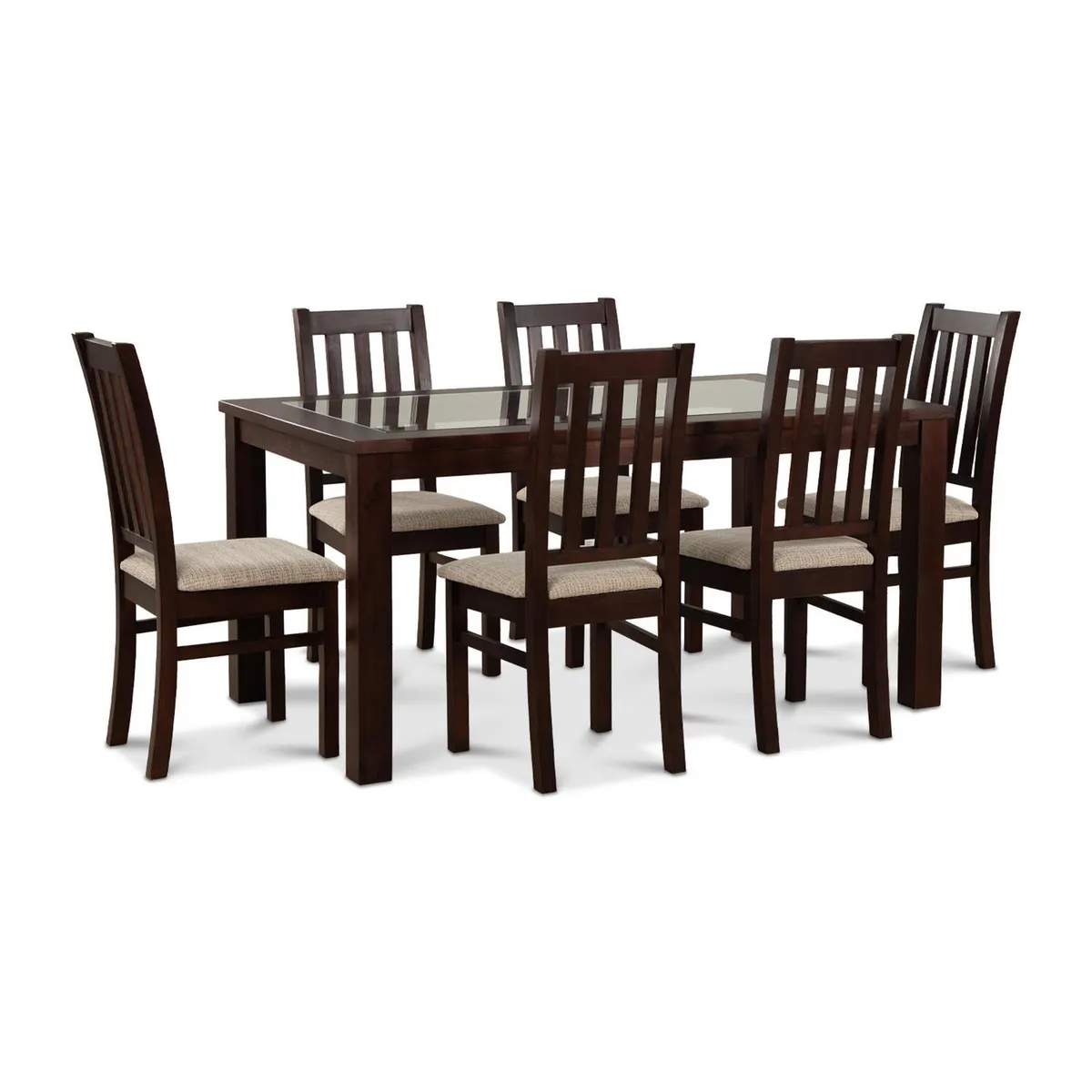 CIC - Juego de Comedor Ñuble 6 Sillas Mesa Rectangular 95x76x160 cm Café