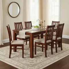 CIC - Juego de Comedor Ñuble 6 Sillas Mesa Rectangular 95x76x160 cm Café