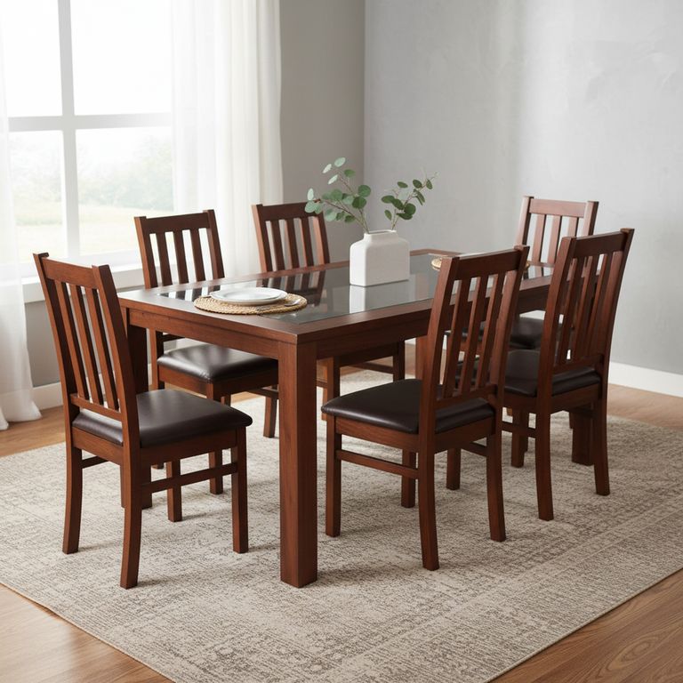 CIC Juego de Comedor Ñuble 6 Sillas Mesa Rectangular 95x76x160 cm Café