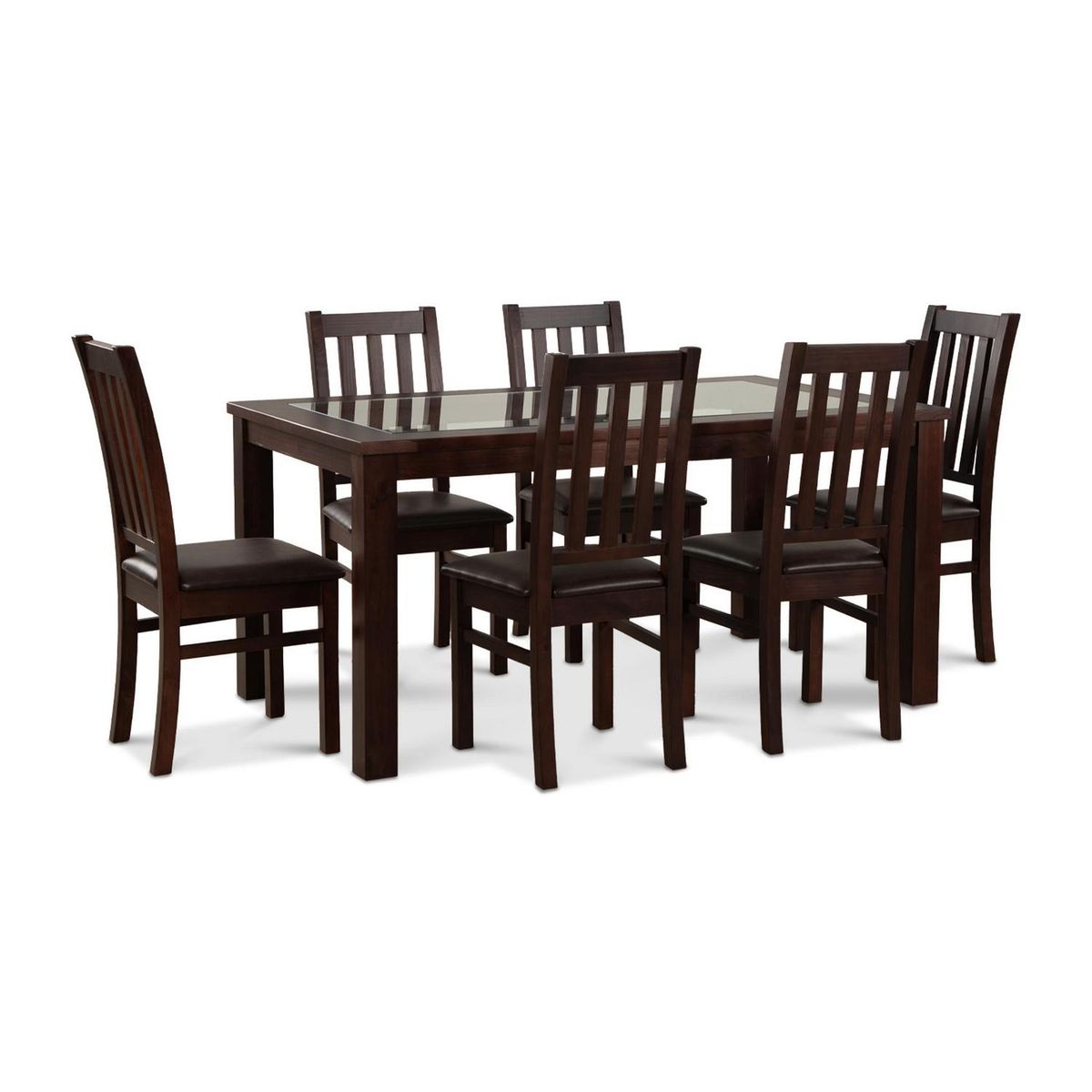 CIC - Juego de Comedor Ñuble 6 Sillas Mesa Rectangular 95x76x160 cm Café