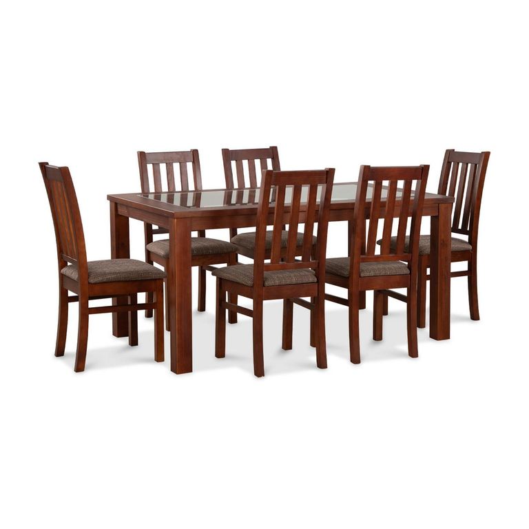 Juego de Comedor Ñuble 6 Sillas Mesa Rectangular 95x76x160 cm Café