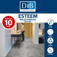 DIB - Piso Vinílico en Rollo 2 mm 2x5 m Esteem Gris 10 m2