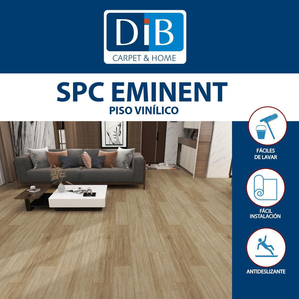 DIB - Piso Vinílico SPC 5 mm 230x1230 cm Eminent Natural 2.68 m2