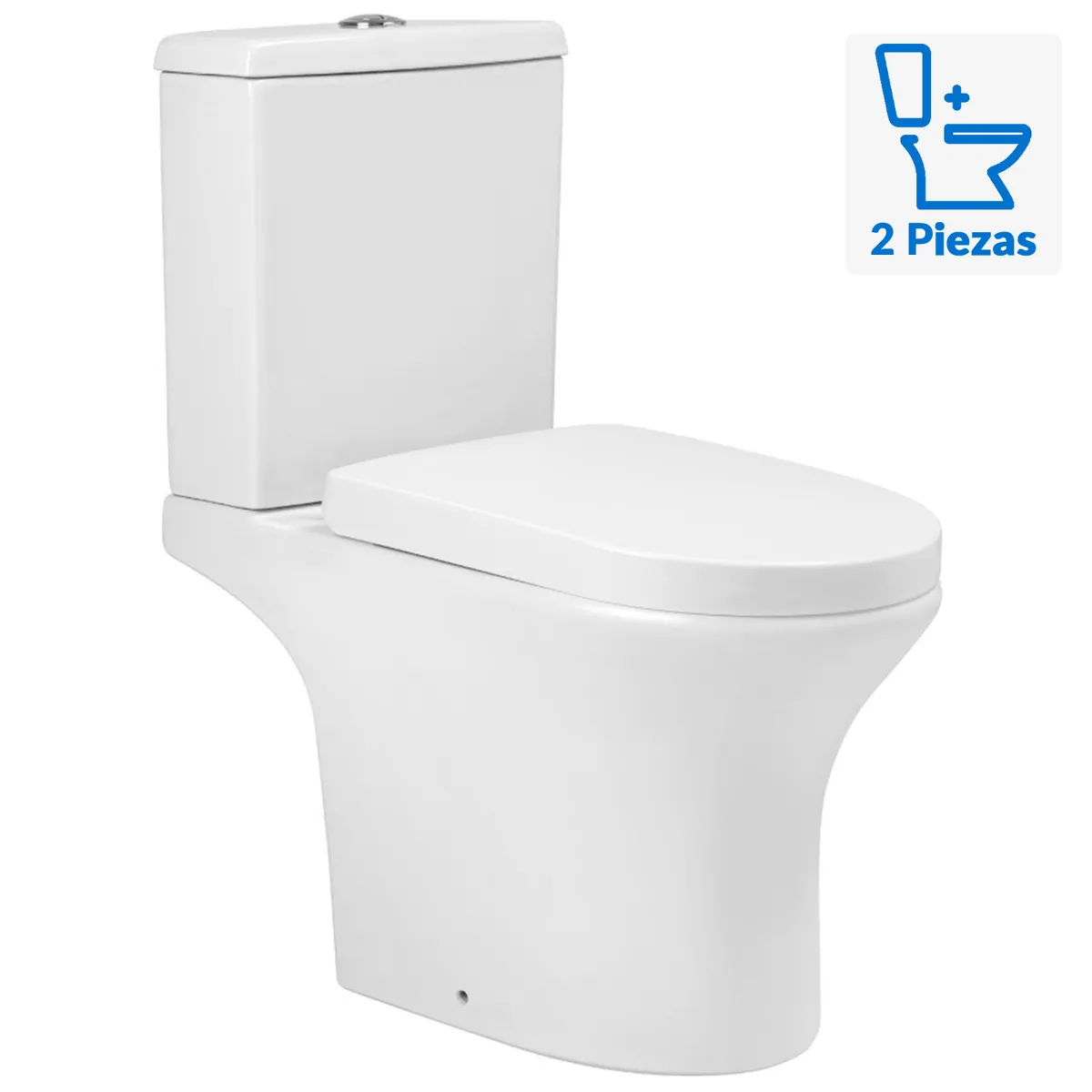 STRETTO - Sanitario Two piece a Piso 20,5 cm 4.8 Litros New Atos Blanco