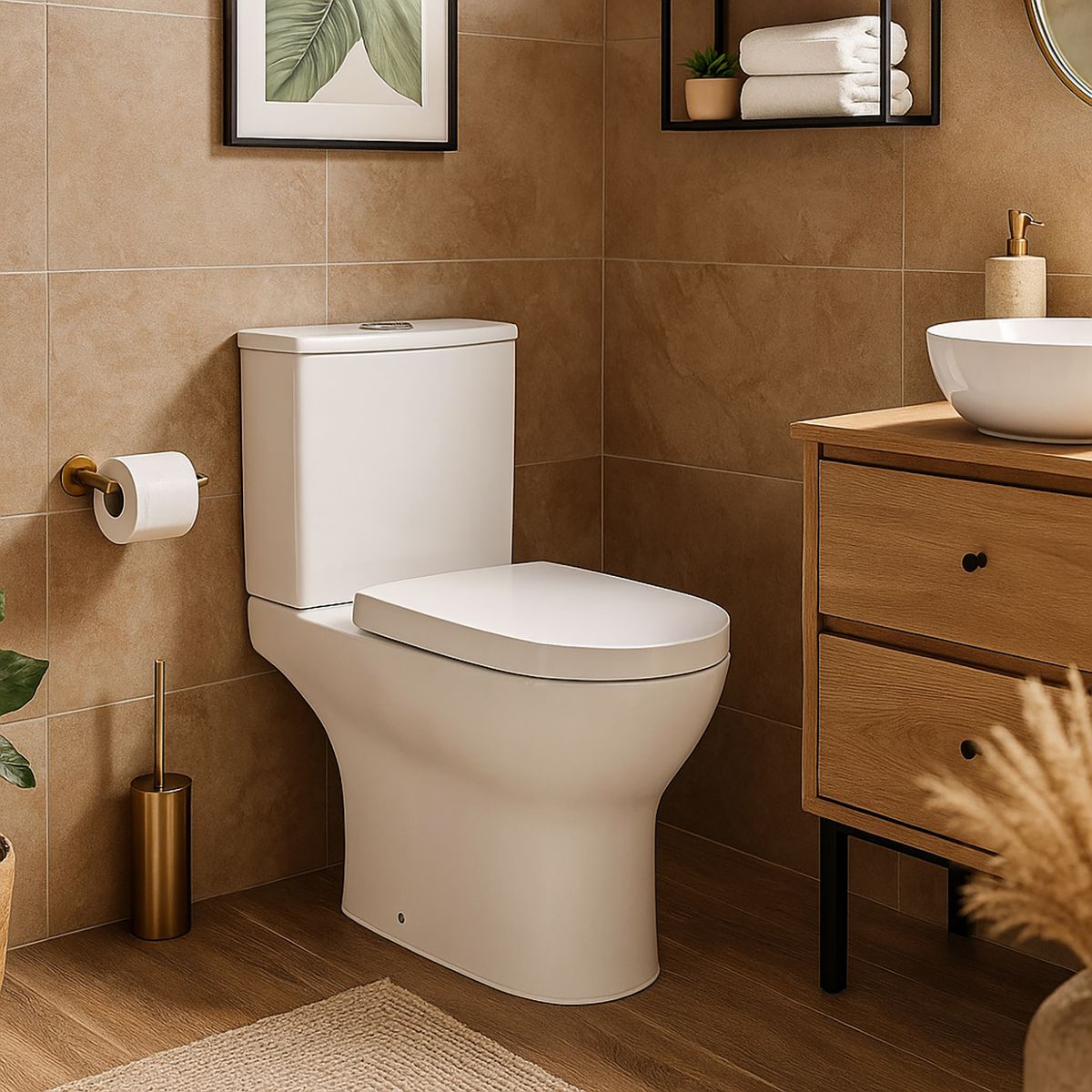 STRETTO - Sanitario Two piece a Muro 18 cm 4.8 Litros Acros Plus Blanco