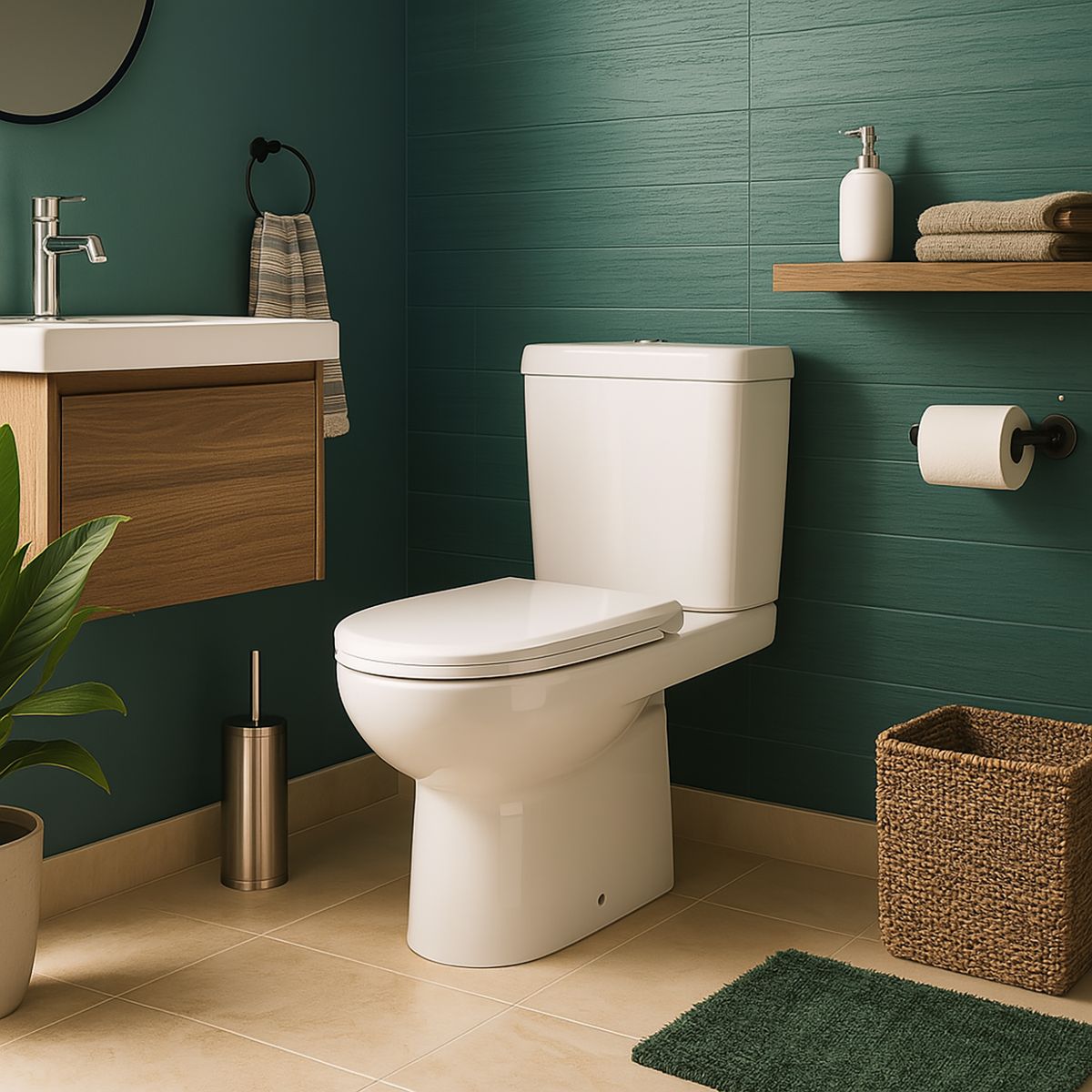 STRETTO - Sanitario Two piece a Piso 20,5 cm 4.8 Litros New Ares Blanco