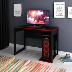 TECNOMOBILI - Escritorio Gamer compacto Negro/Rojo 74,5x105x60 cm
