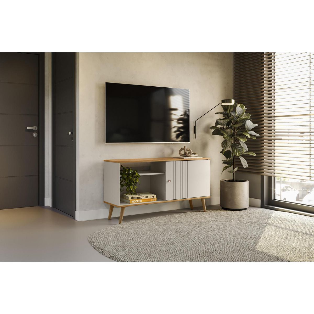 HOME MOBILI - Rack TV Deza Nogal/Blanco 50 " 120x64x36 cm