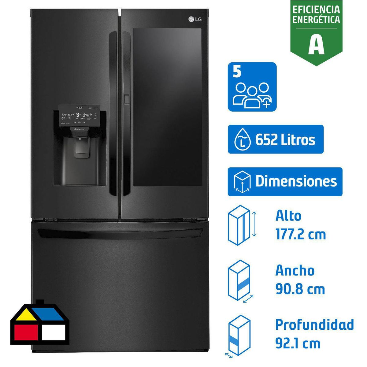 LG - Refrigerador French Door No Frost 660 Litros Negro Matte GM78SXT