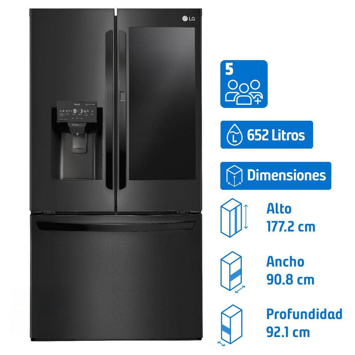 LG - Refrigerador French Door No Frost 660 Litros Negro Matte GM78SXT