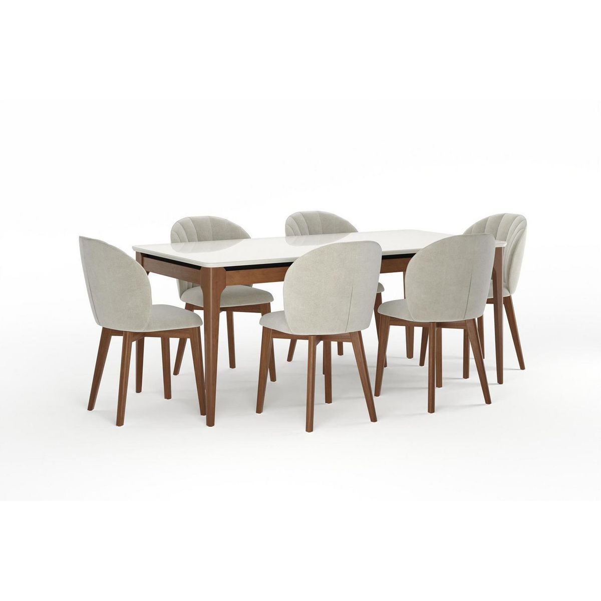 DECOCASA - Juego de Comedor Alba 6 Sillas Mesa Rectangular 90x77,2x184 cm Off White