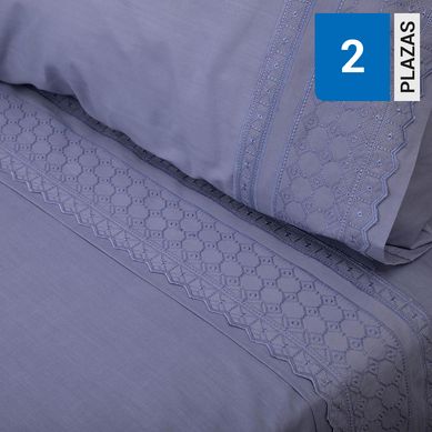 Juego sbanas 2 plazas broderie amalia violeta 144 hilos