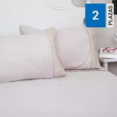 DORAL - Juego de Sábanas Broderie Santorini