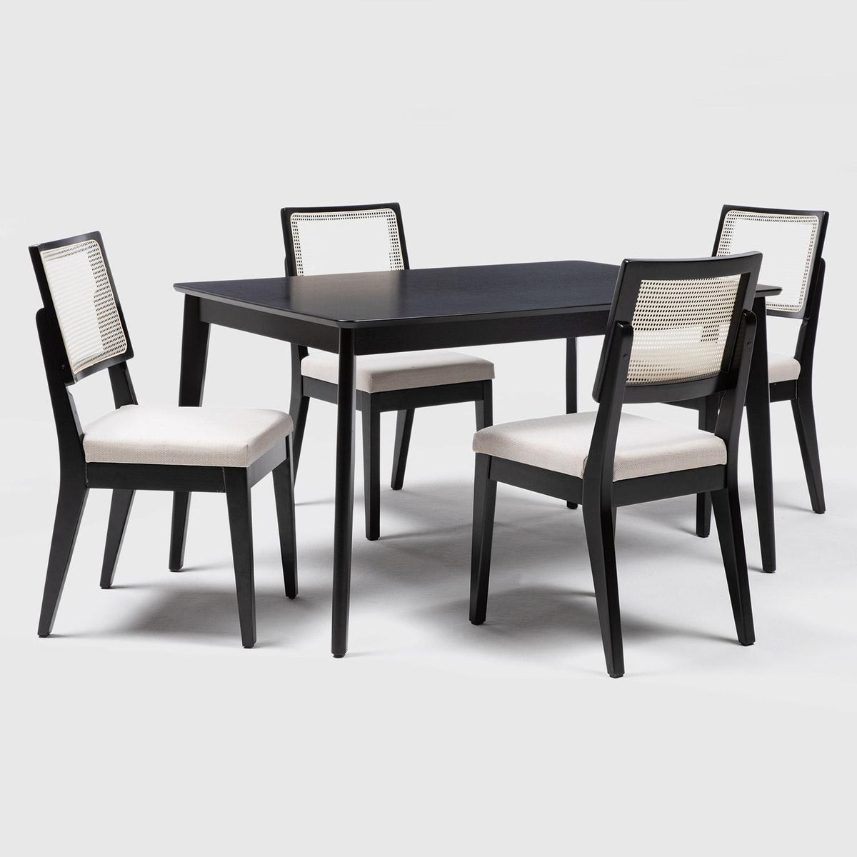 DECOCASA - Juego de Comedor Olive 4 Sillas Mesa Rectangular 89,5x76x135,5 cm Negro