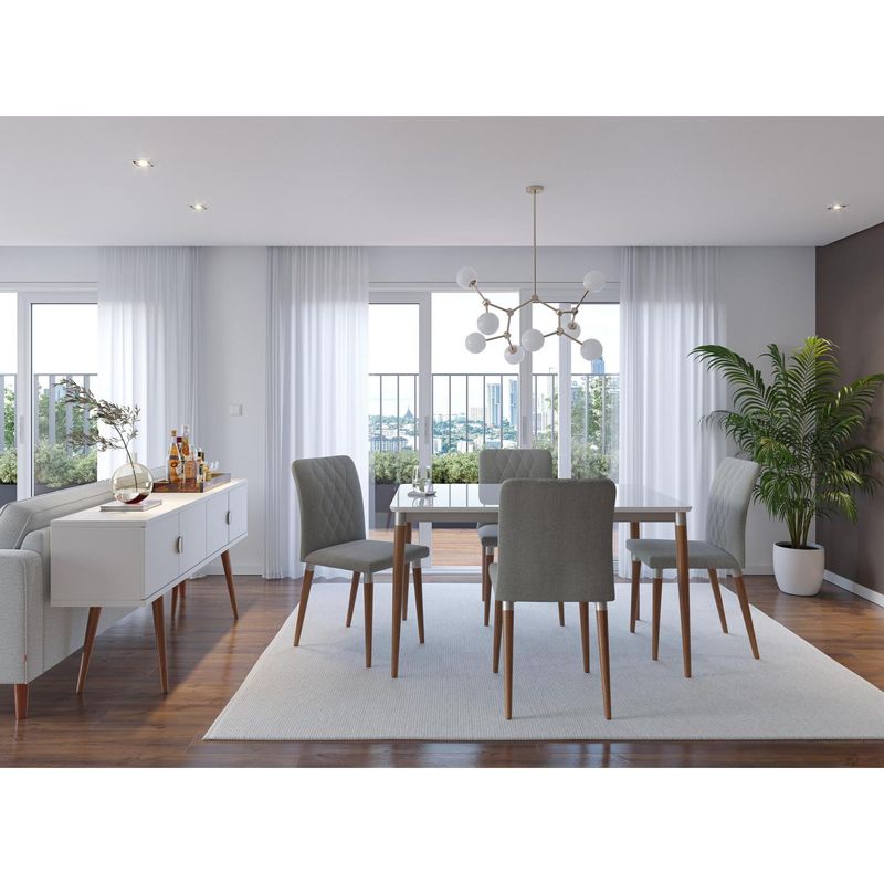 DECOCASA - Juego de Comedor Abbey 4 Sillas Mesa Rectangular 90x76,2x135 cm Café/Blanco