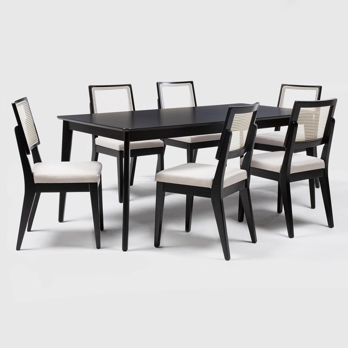 DECOCASA - Juego de Comedor Olive 6 Sillas Mesa Rectangular 89,5x76x180 cm Negro