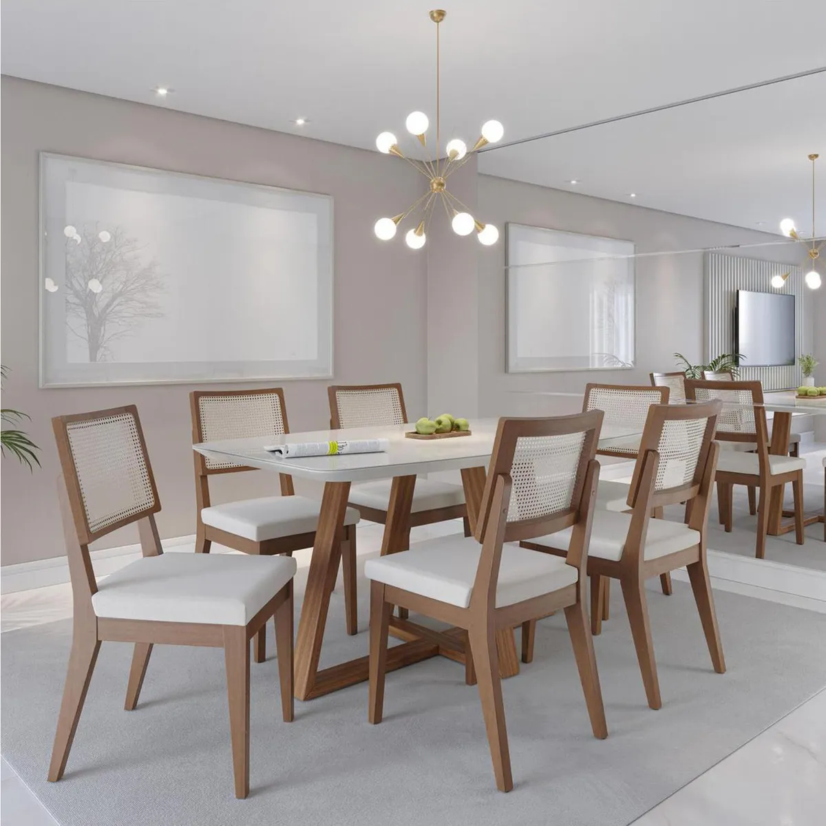 DECOCASA - Juego de Comedor Saga 6 Sillas Mesa Rectangular 89,5x78x160 cm Café/Blanco