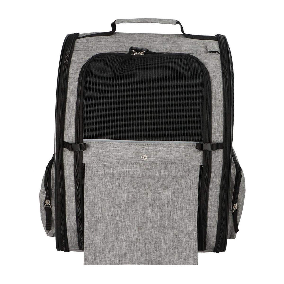 PETWOOW - Mochila Jaula Transportadora para Perro 64x42x32 cm Gris