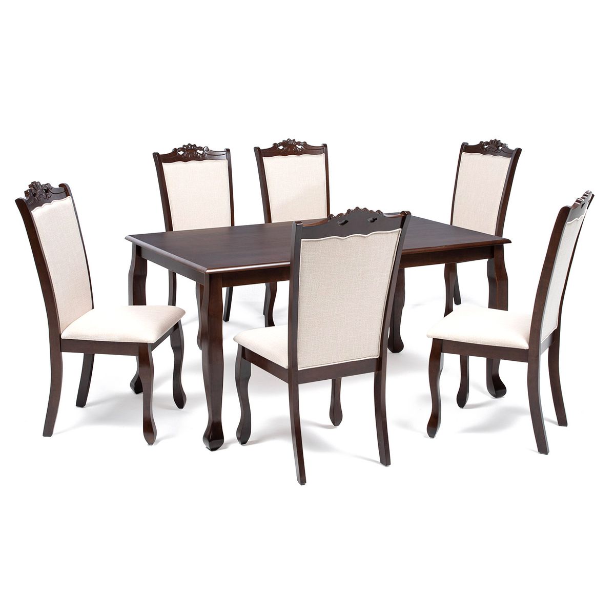 EXIT - Juego de Comedor Aragon 6 Sillas Mesa Rectangular 90x74x150 cm Marrón