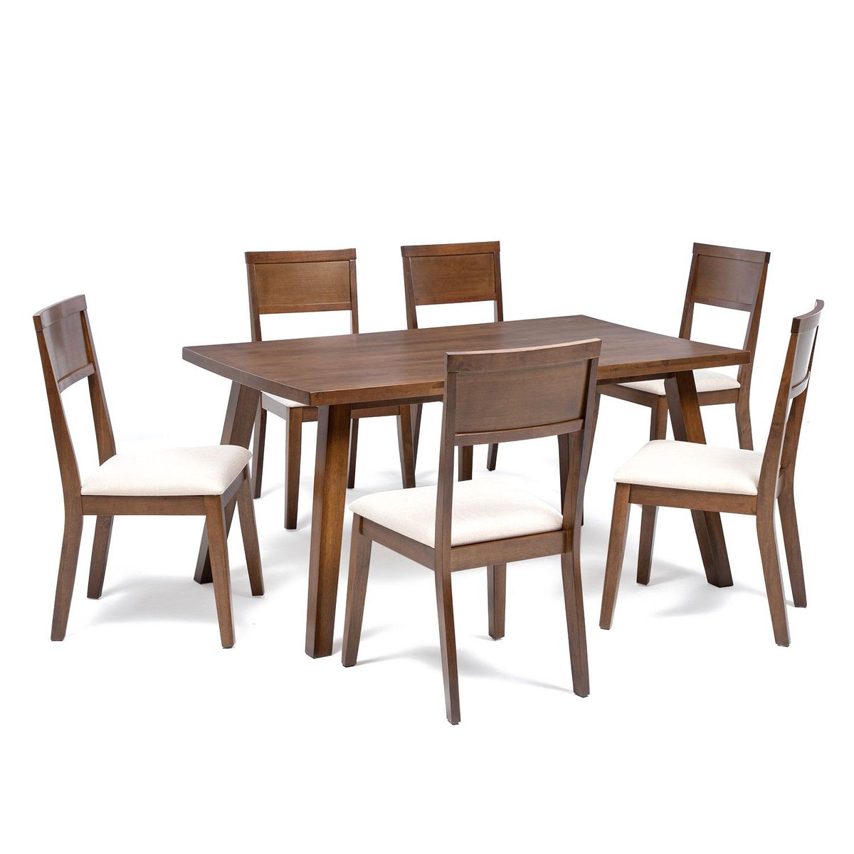 EXIT - Juego de Comedor Castilla 6 Sillas Mesa Rectangular 90x74x150 cm Nuez