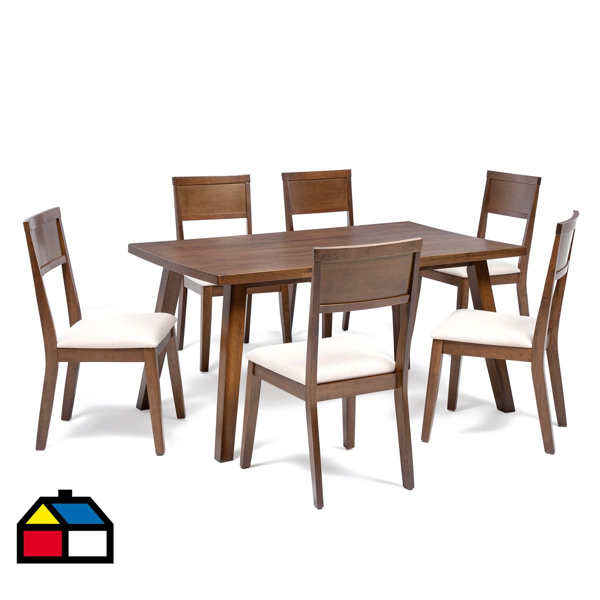 EXIT - Juego de Comedor Castilla 6 Sillas Mesa Rectangular 90x74x150 cm Nuez