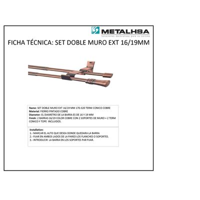 Imagen 2 del producto Set doble muro ext 16/19mm 170 - 320 terminación cónico cobre