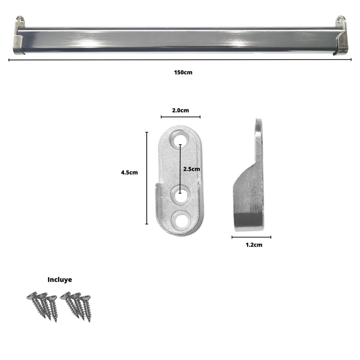 METALHSA - Set tubo ovalado para closet 30x15mm x 1.50 m