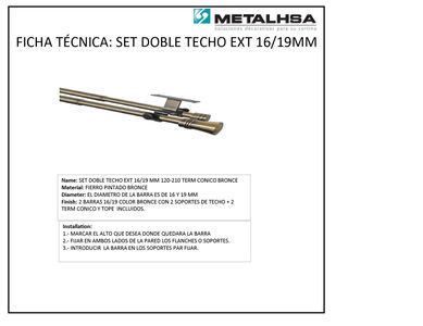Set doble techo ext 16/19mm 120 - 210 terminacin cnico bronce