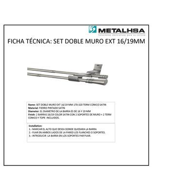Imagen 2 del producto Set doble muro ext 16/19mm 170 - 320 terminación cónico satín