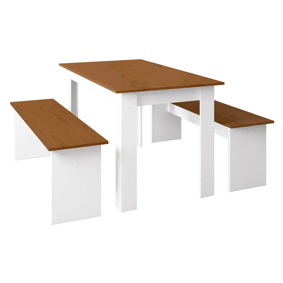 BE DESIGN - Juego de Comedor Zanzini 4 Sillas Mesa Rectangular 75.2x75x135 cm Blanco/Café